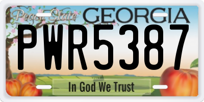 GA license plate PWR5387