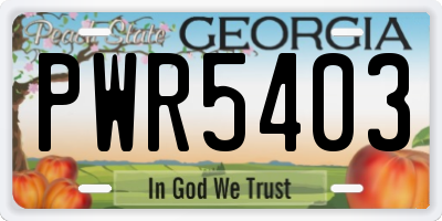 GA license plate PWR5403