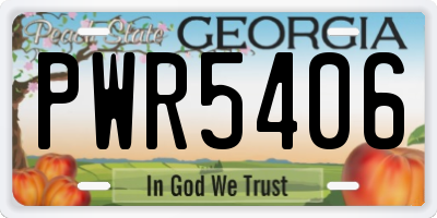GA license plate PWR5406