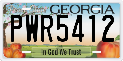 GA license plate PWR5412