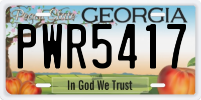 GA license plate PWR5417