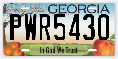 GA license plate PWR5430