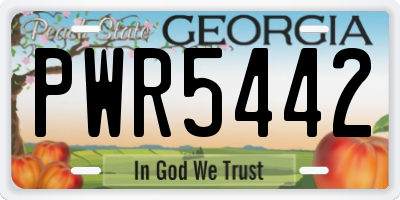 GA license plate PWR5442