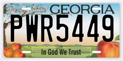 GA license plate PWR5449