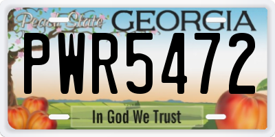 GA license plate PWR5472