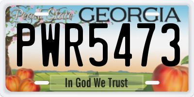 GA license plate PWR5473