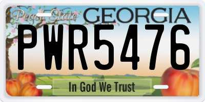 GA license plate PWR5476