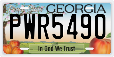 GA license plate PWR5490