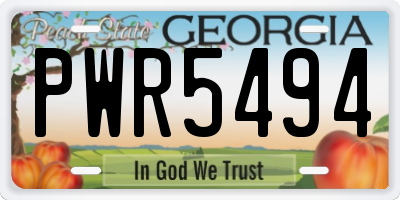 GA license plate PWR5494