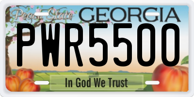 GA license plate PWR5500