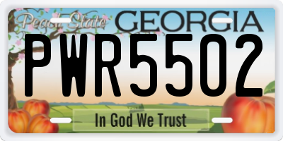 GA license plate PWR5502