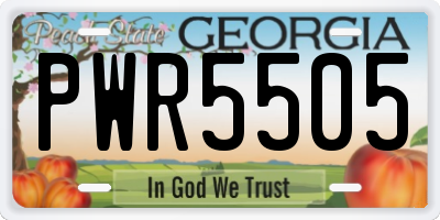 GA license plate PWR5505
