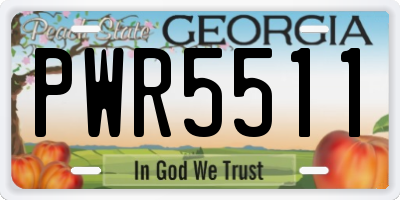 GA license plate PWR5511