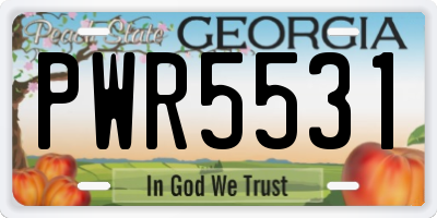 GA license plate PWR5531