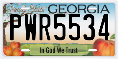 GA license plate PWR5534