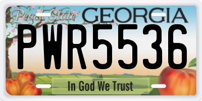 GA license plate PWR5536