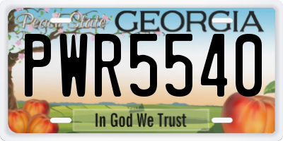 GA license plate PWR5540