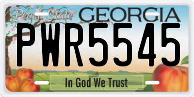 GA license plate PWR5545
