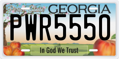 GA license plate PWR5550