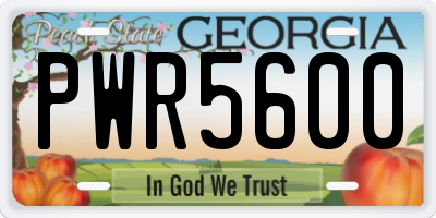 GA license plate PWR5600
