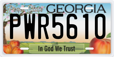 GA license plate PWR5610
