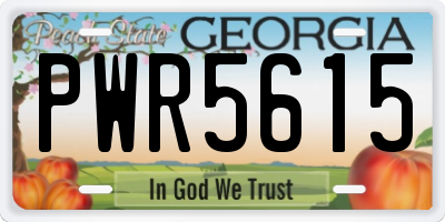 GA license plate PWR5615