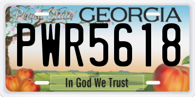 GA license plate PWR5618