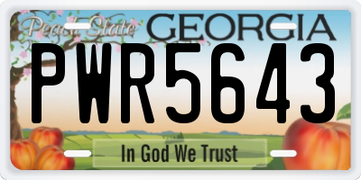 GA license plate PWR5643