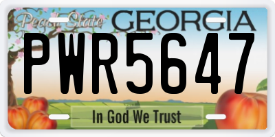 GA license plate PWR5647