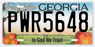 GA license plate PWR5648