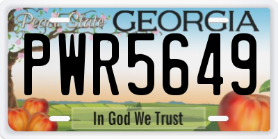 GA license plate PWR5649
