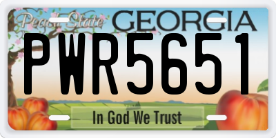 GA license plate PWR5651
