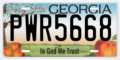 GA license plate PWR5668