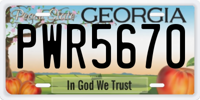 GA license plate PWR5670