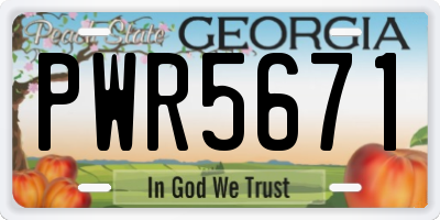 GA license plate PWR5671