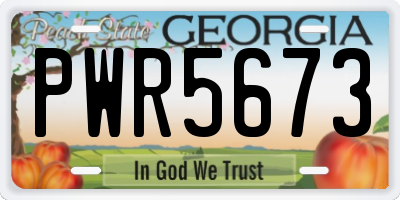 GA license plate PWR5673