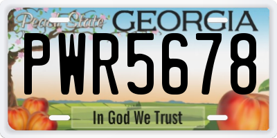GA license plate PWR5678