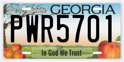 GA license plate PWR5701