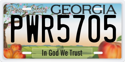 GA license plate PWR5705