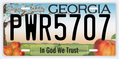 GA license plate PWR5707
