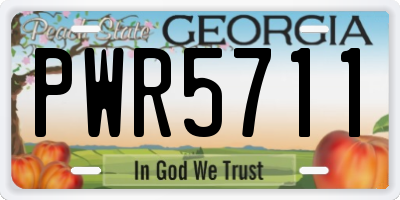 GA license plate PWR5711