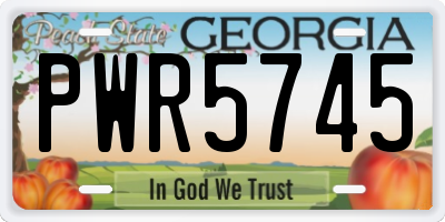 GA license plate PWR5745