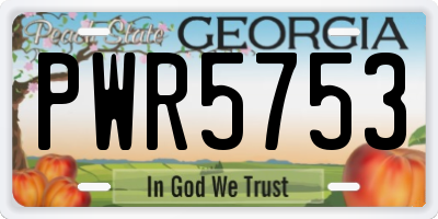 GA license plate PWR5753