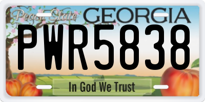 GA license plate PWR5838