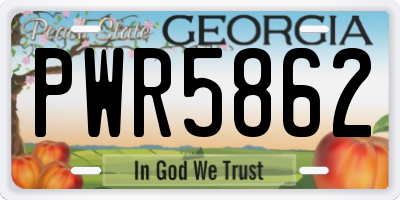 GA license plate PWR5862