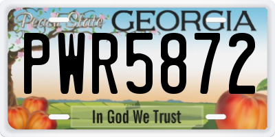 GA license plate PWR5872