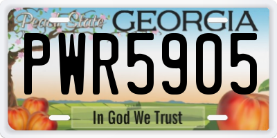 GA license plate PWR5905