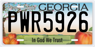 GA license plate PWR5926