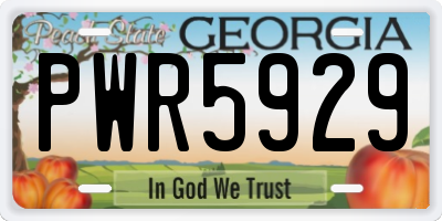 GA license plate PWR5929