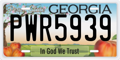 GA license plate PWR5939